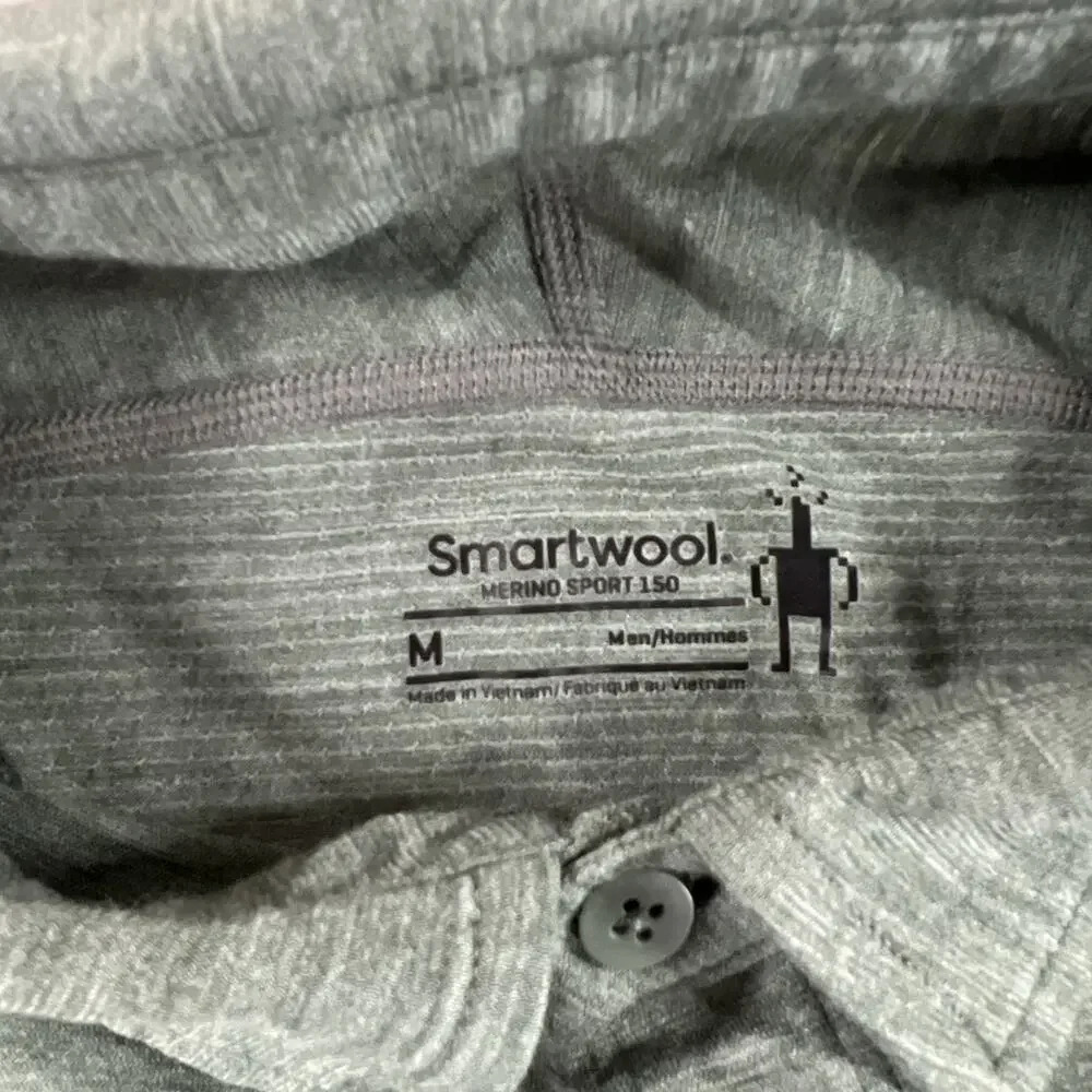 Smartwool Merino Wool Sport 150 Green Short Sleeve Button Down Shirt Mens Size M - Picture 3 of 7